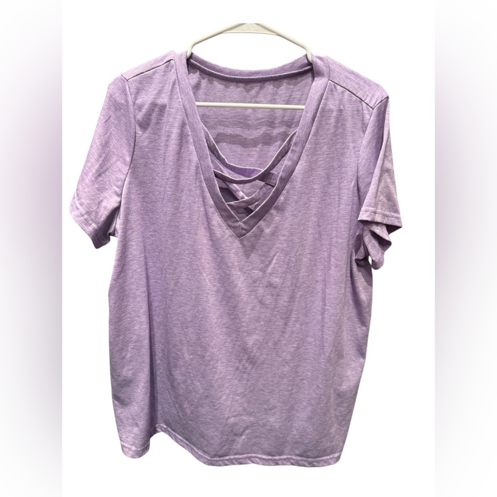 SHEIN Lilac Short Sleeve V-Neck top 0X